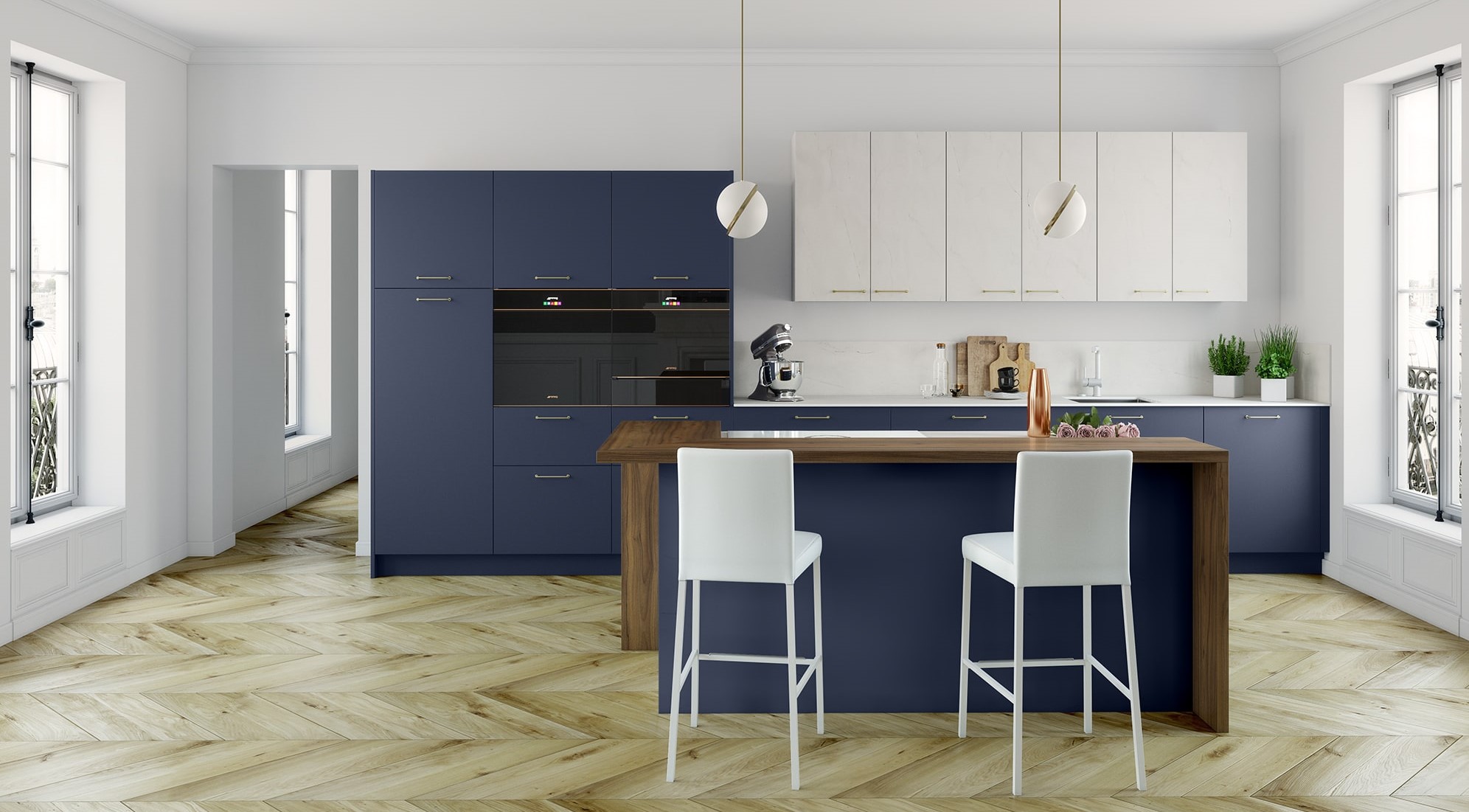 Cuisine bleue et blanche