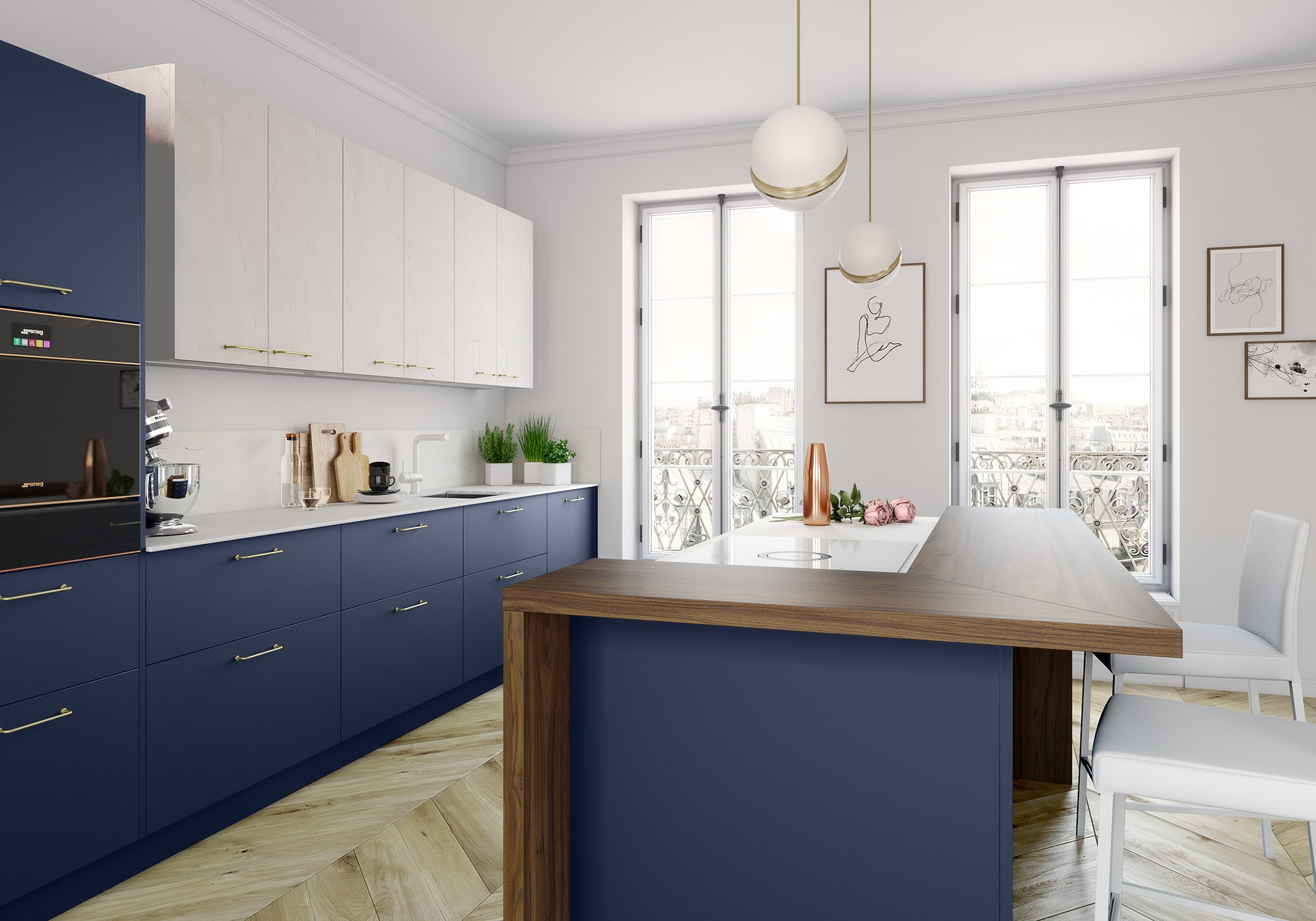 Cuisine bleu et bois