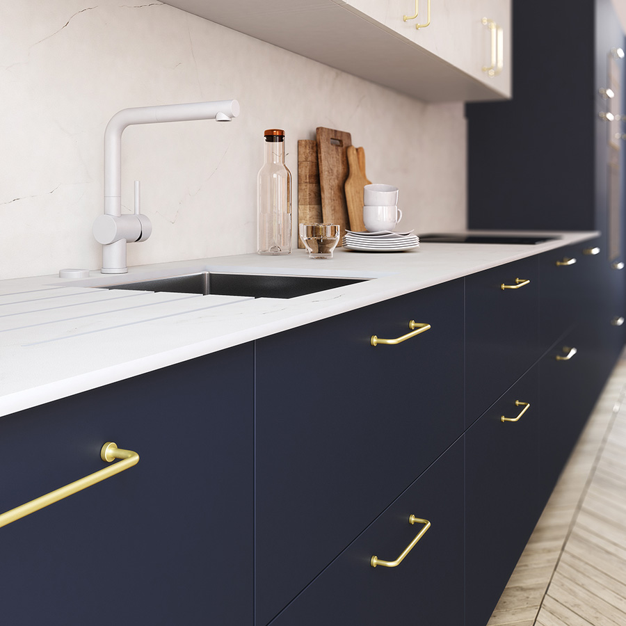 Facade Fenix mat bleue