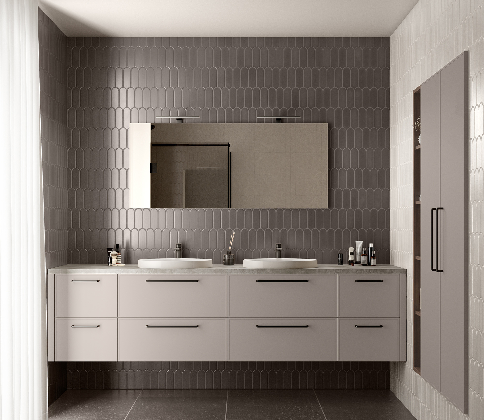 salle de bain grise