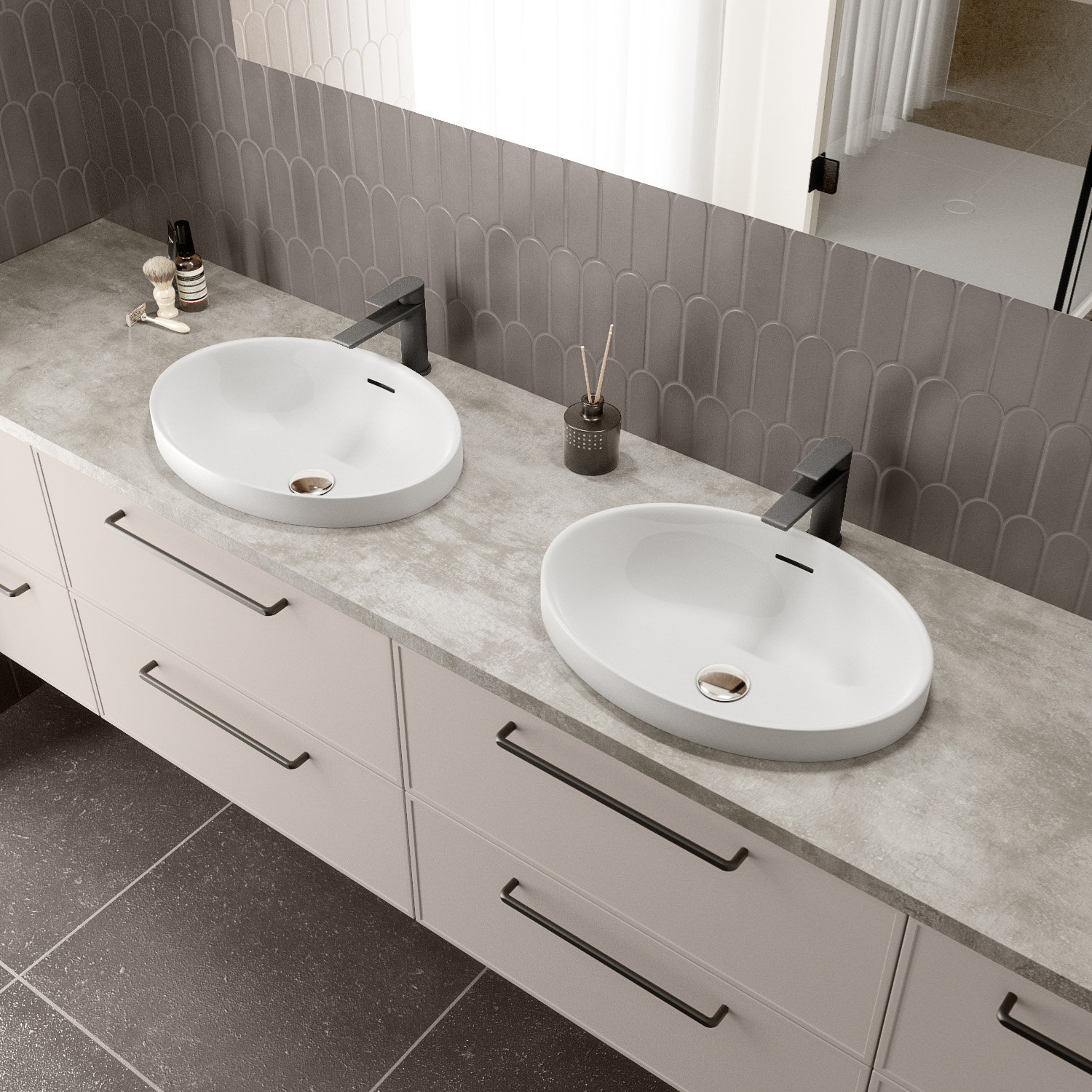 salle de bain grise