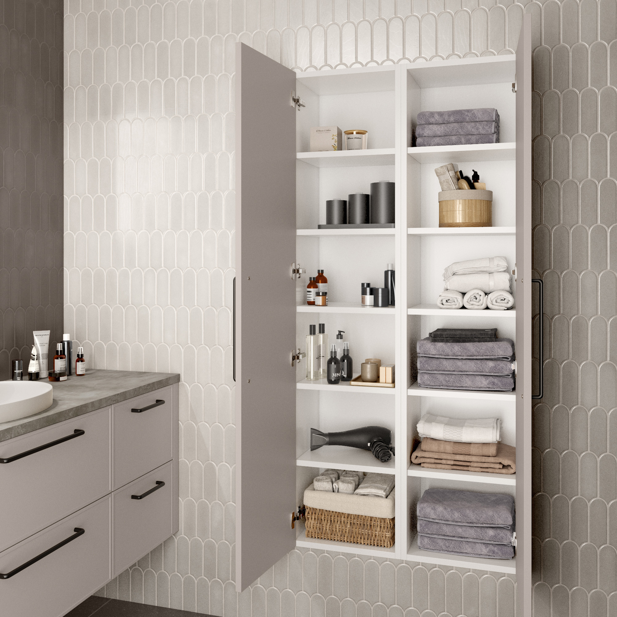 salle de bain grise