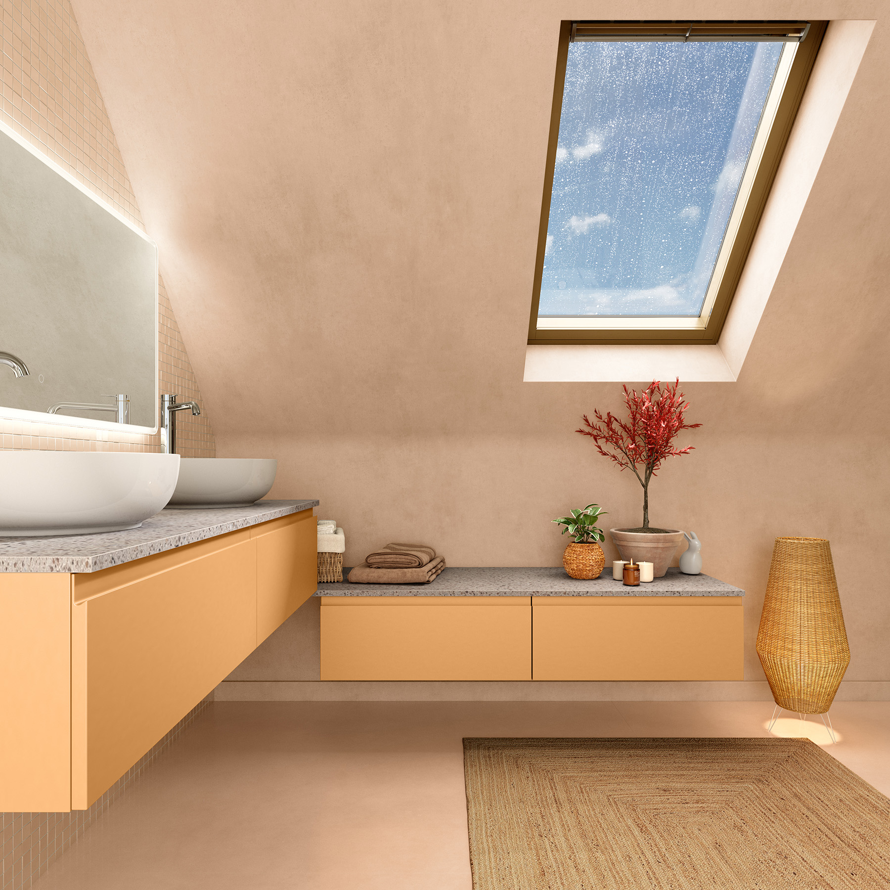 salle de bain orange