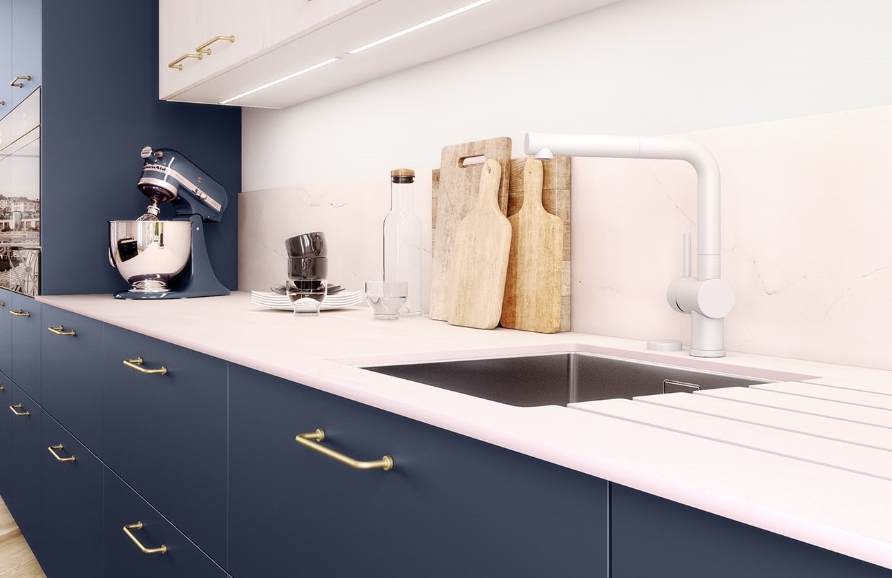 cuisine blanche et bleue