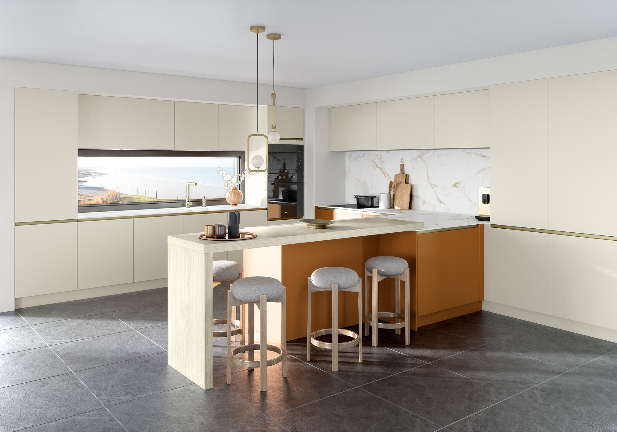 cuisine orange et beige