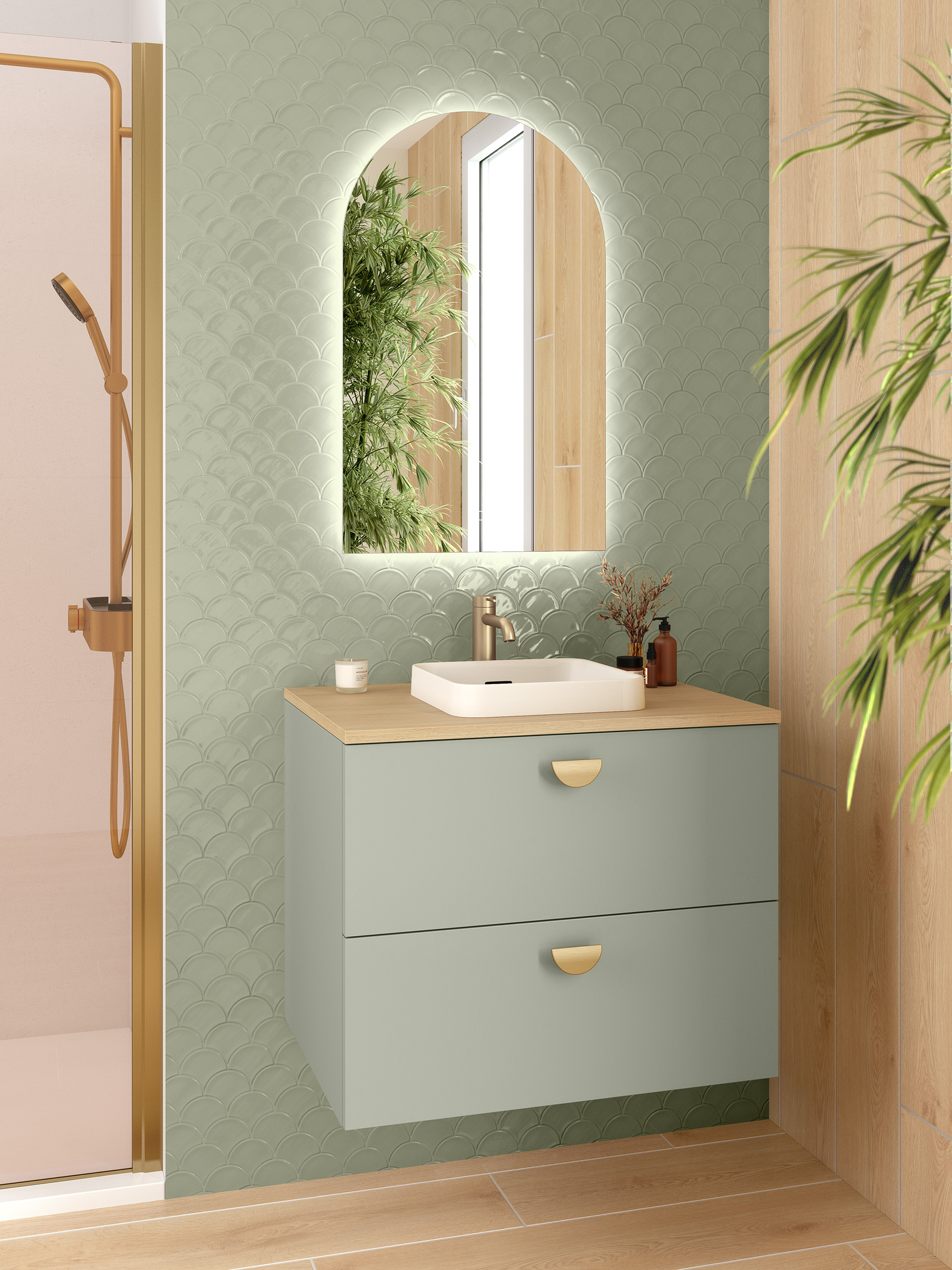 petite salle de bain verte