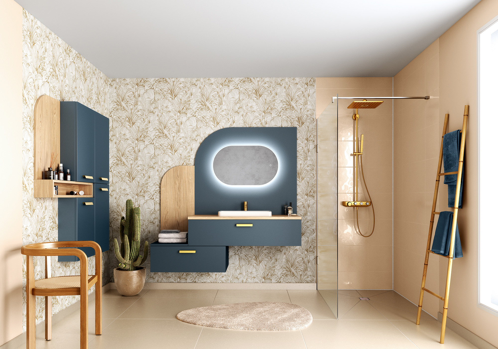 Salle de bain bleue