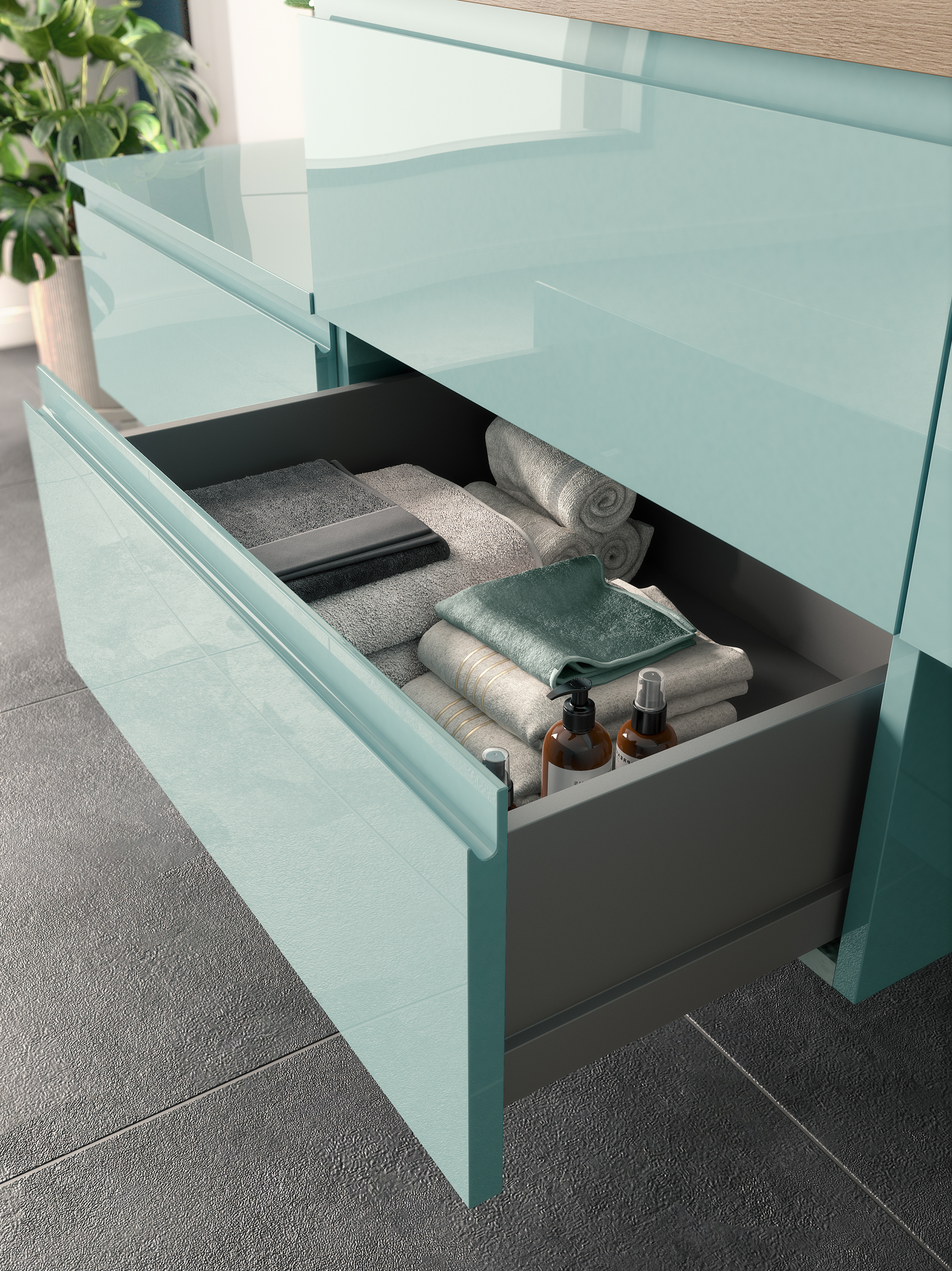 salle de bain bleu