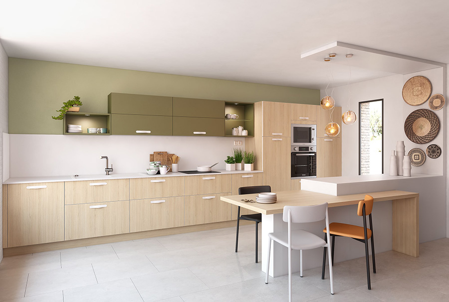 Cuisine blanche et bois