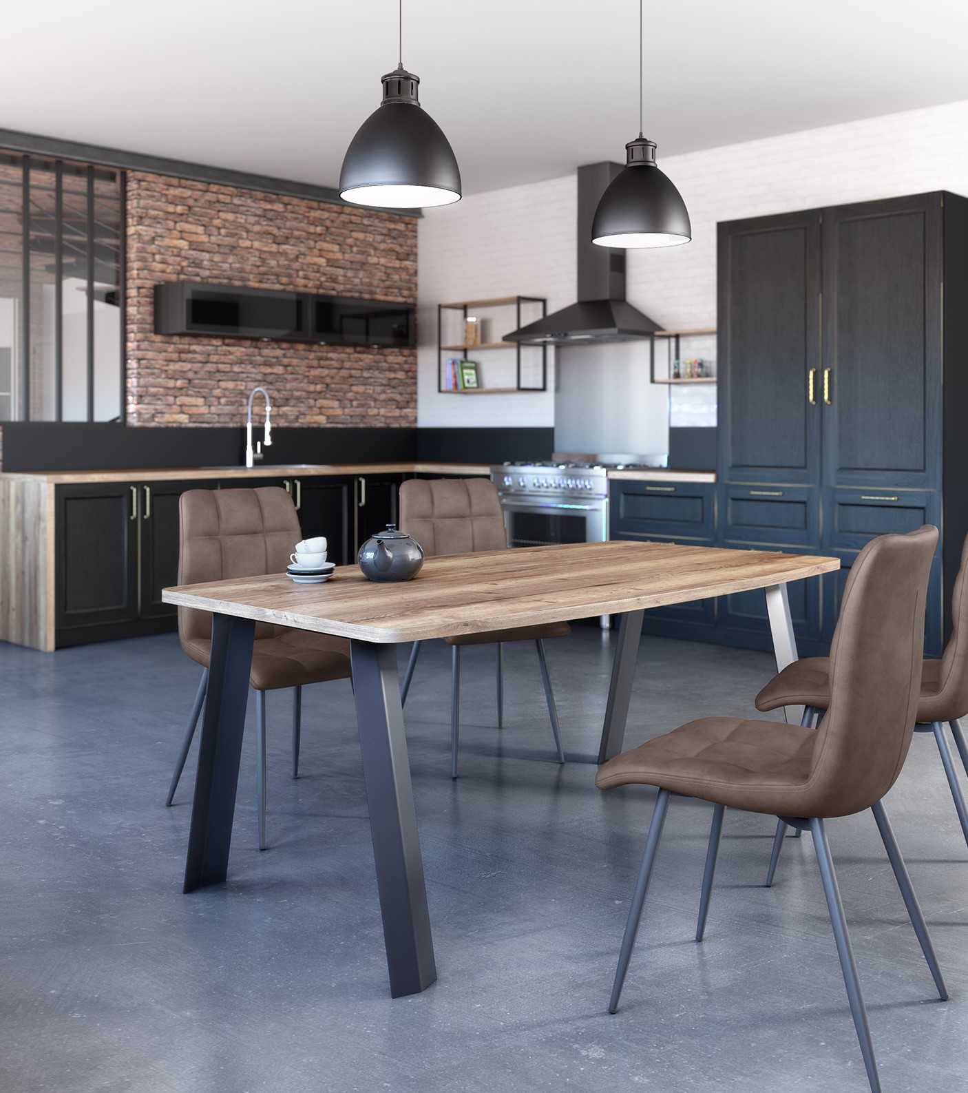 Table noir et bois