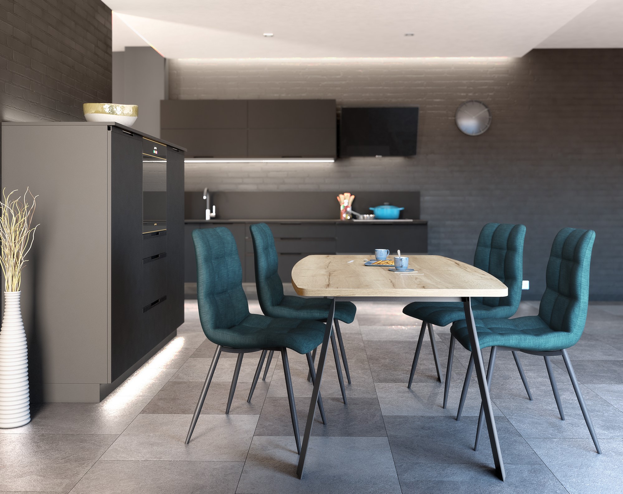 Table noire et bois