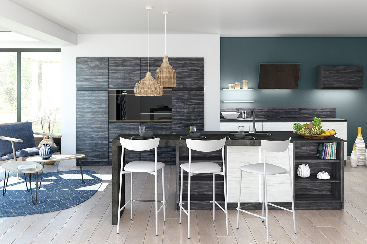 Cuisine bleue et noire