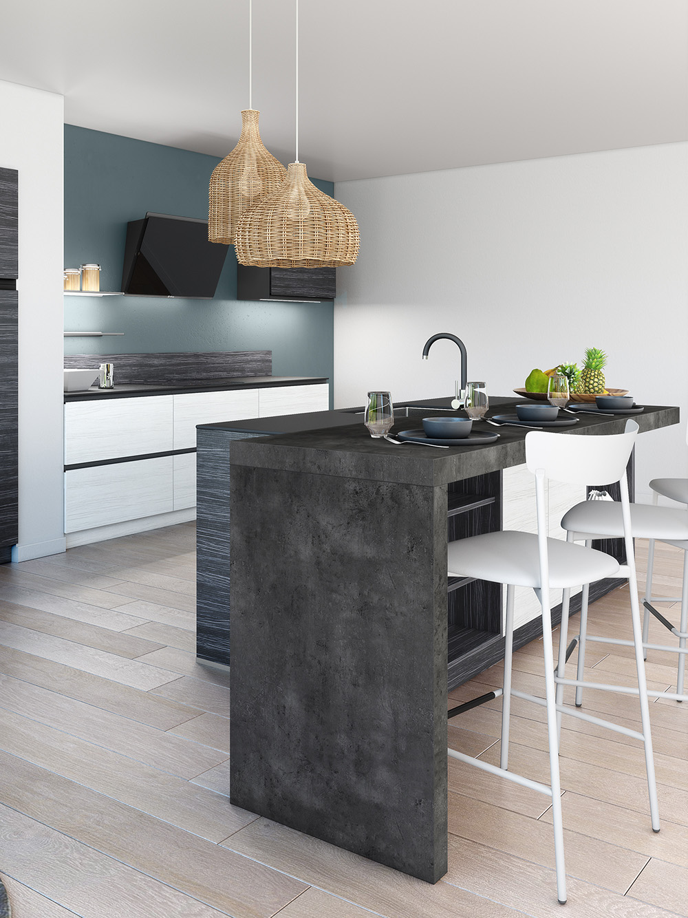 Ilot central cuisine moderne