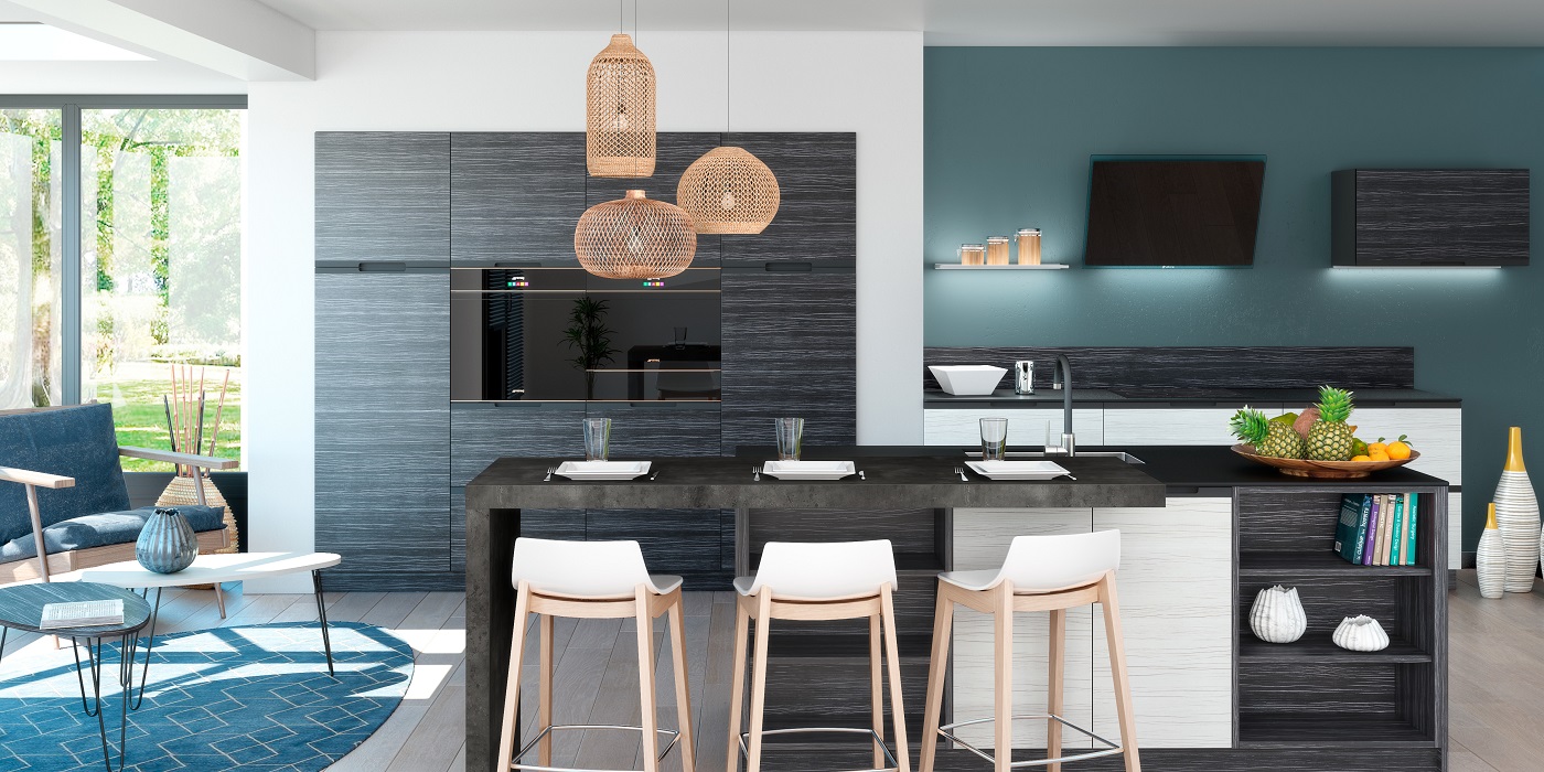 Cuisine moderne noire et blanche