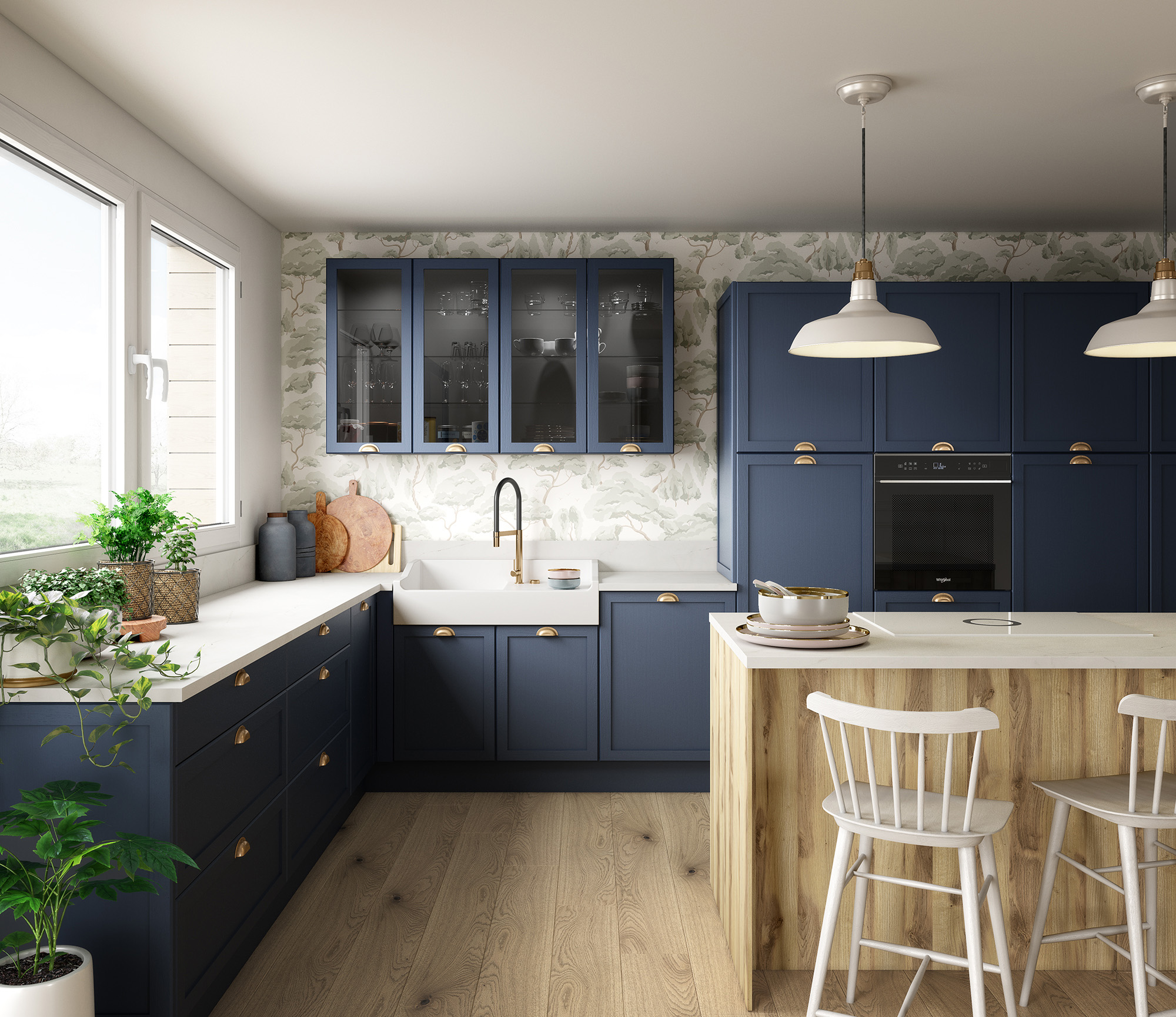 Cuisine bleue bois