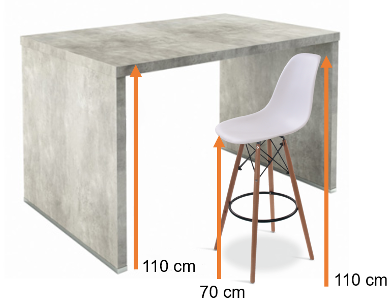 Hauteur de tabourets conseillée pour une table de 100 cm : 80 cm