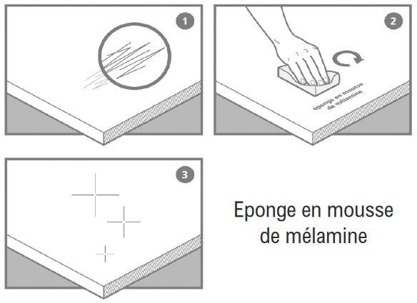 Entretien du stratifié mat avec une éponge en mousse de mélamine