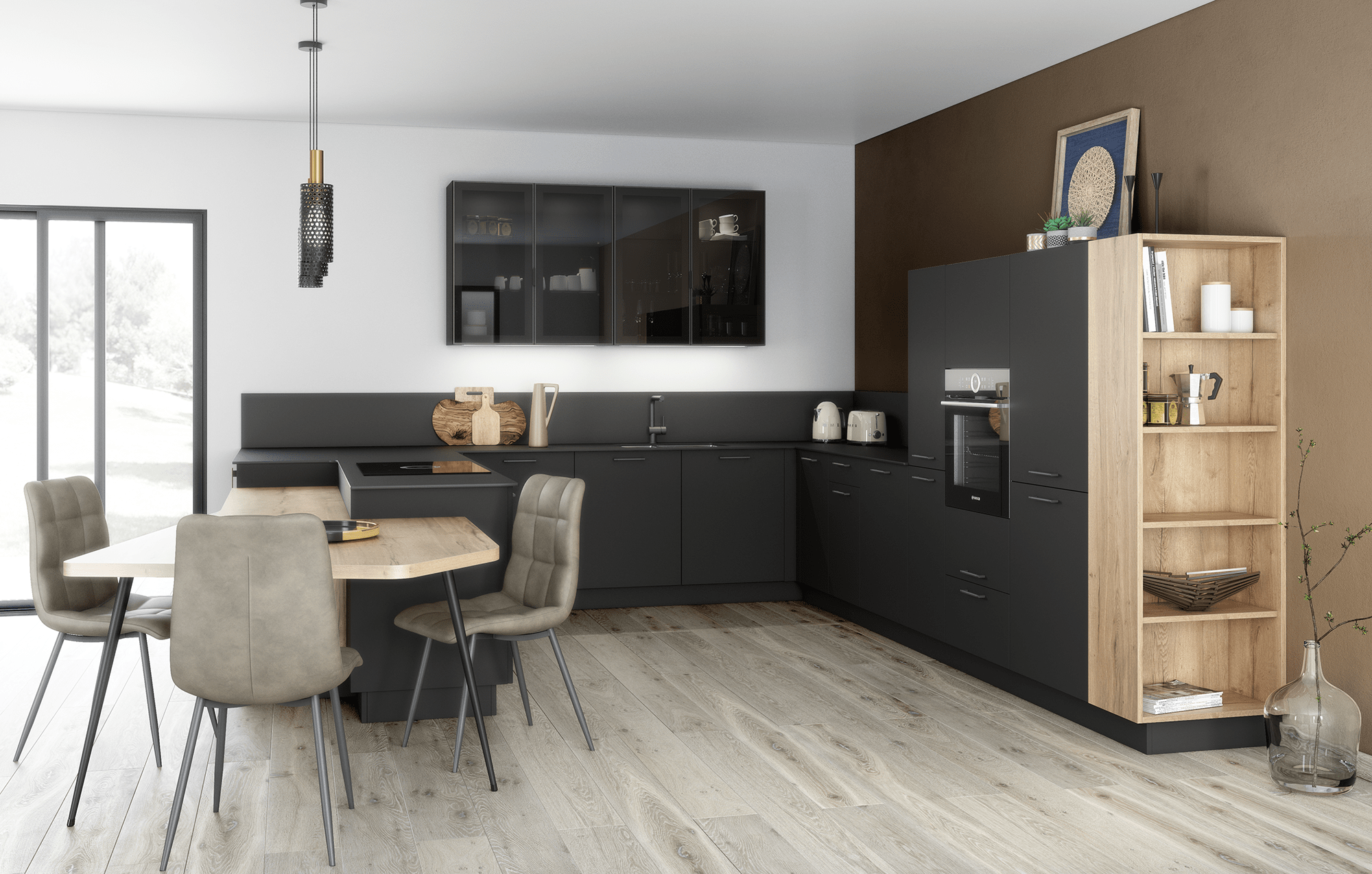 Cuisine noire et bois