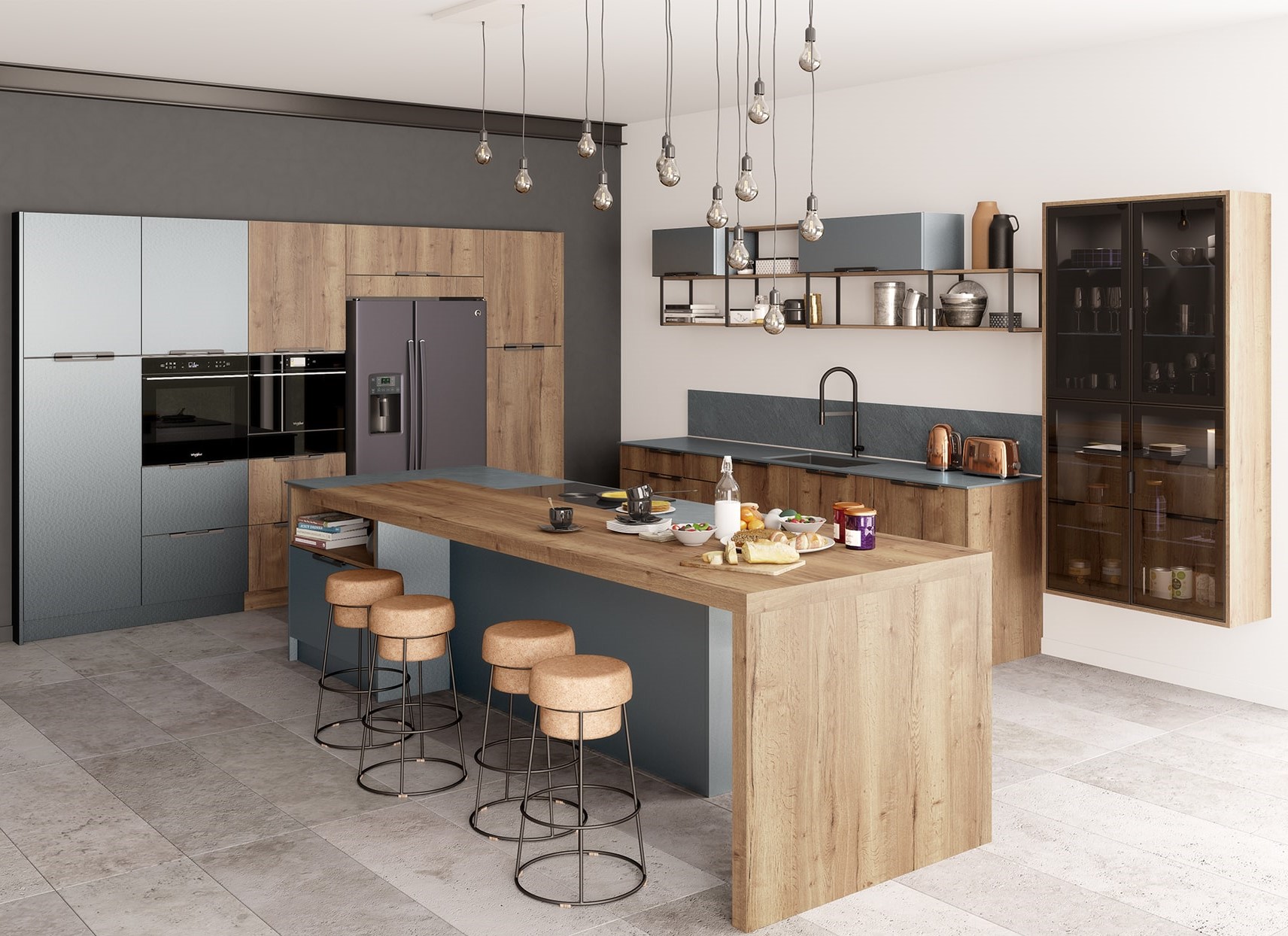 Cuisine industrielle bois et acier