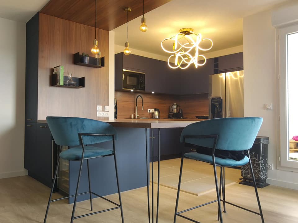 Cuisine bleue et bois