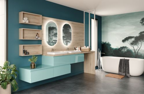 salle de bain bleu