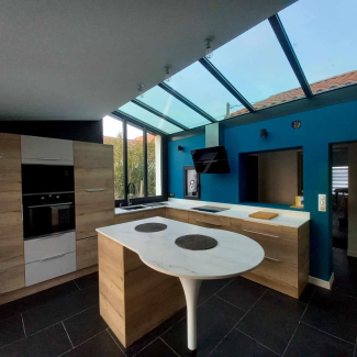 Cuisine en bois en L