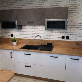 Cuisine blanche et bois