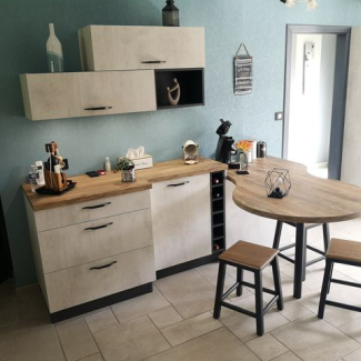 cuisine blanche et bois
