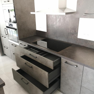 Tiroirs cuisine en béton