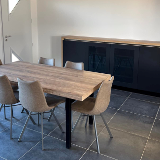 Meuble salon noir et bois