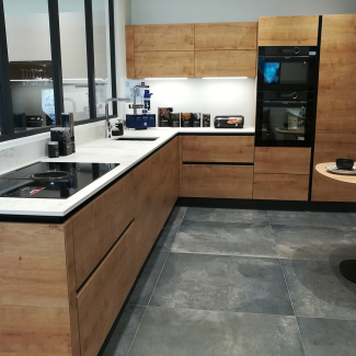 Cuisine en bois en L