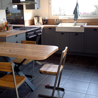 Cuisine grise et bois