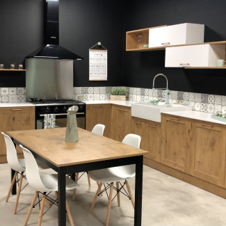 Cuisine en bois et blanc