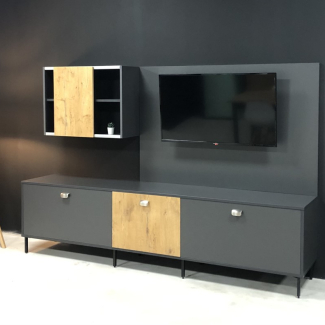 Meubles salon noir et bois