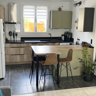 Cuisine vert et bois
