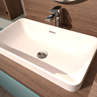 Salle de bain bleu bois