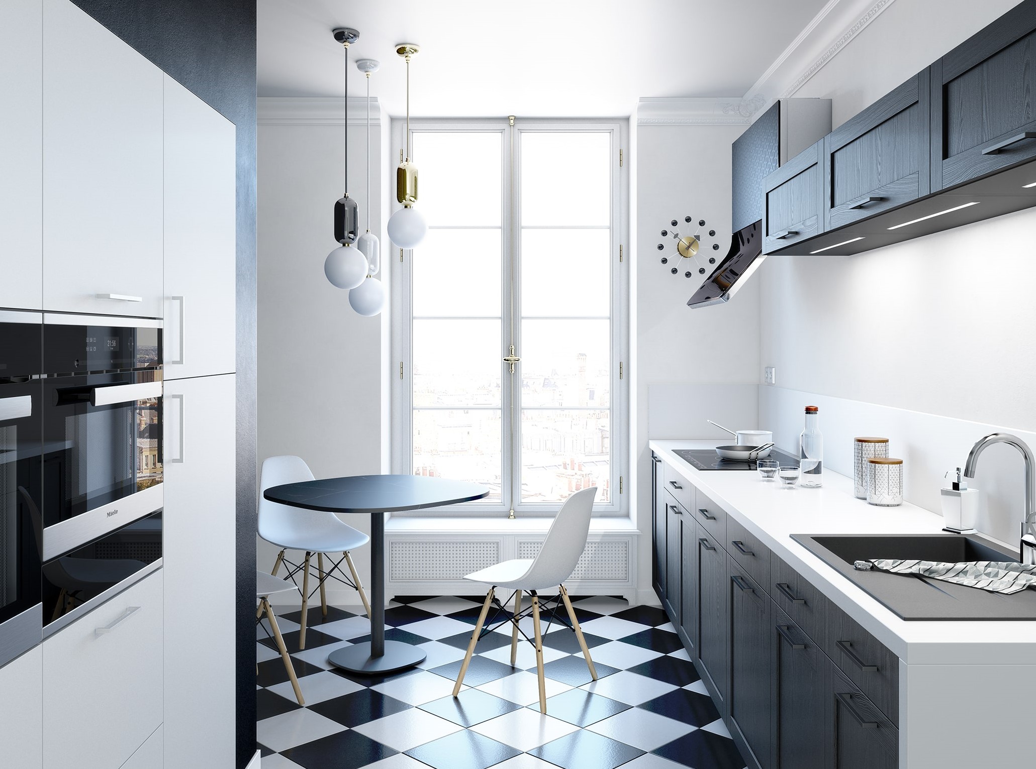 Cuisine noire et blanc